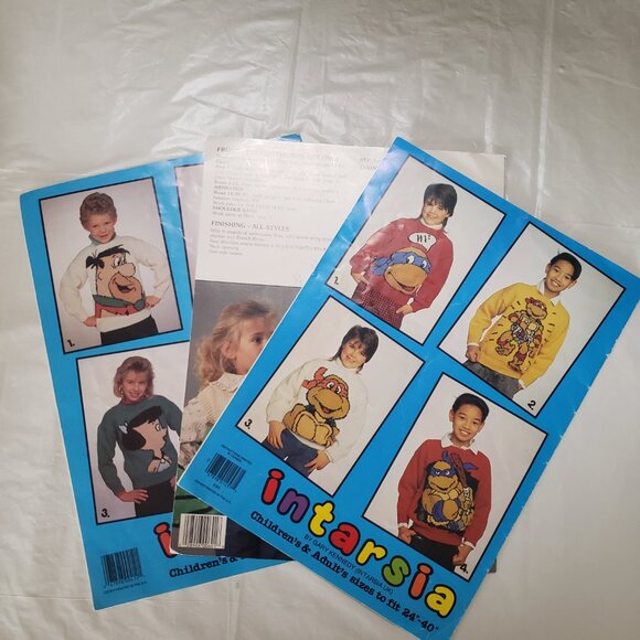 Cartoon Flintstones TMNT and Dinosaur Themed Knitting Magazines Leaflet VTG - Picture 16 of 16